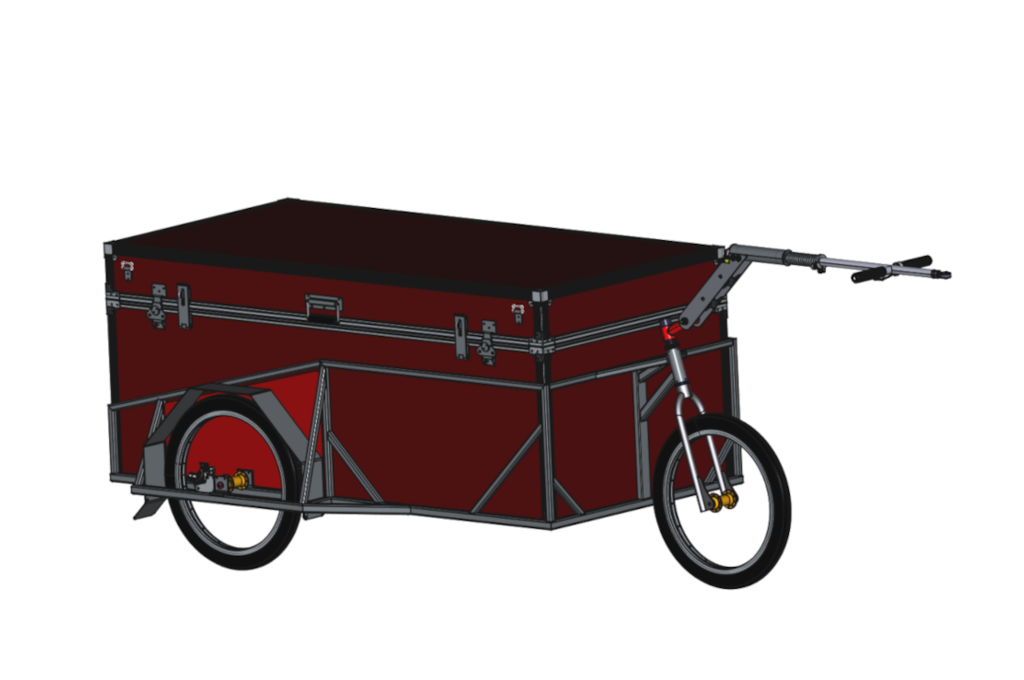 Self-braking three-wheel trailer with box, 165x80cm