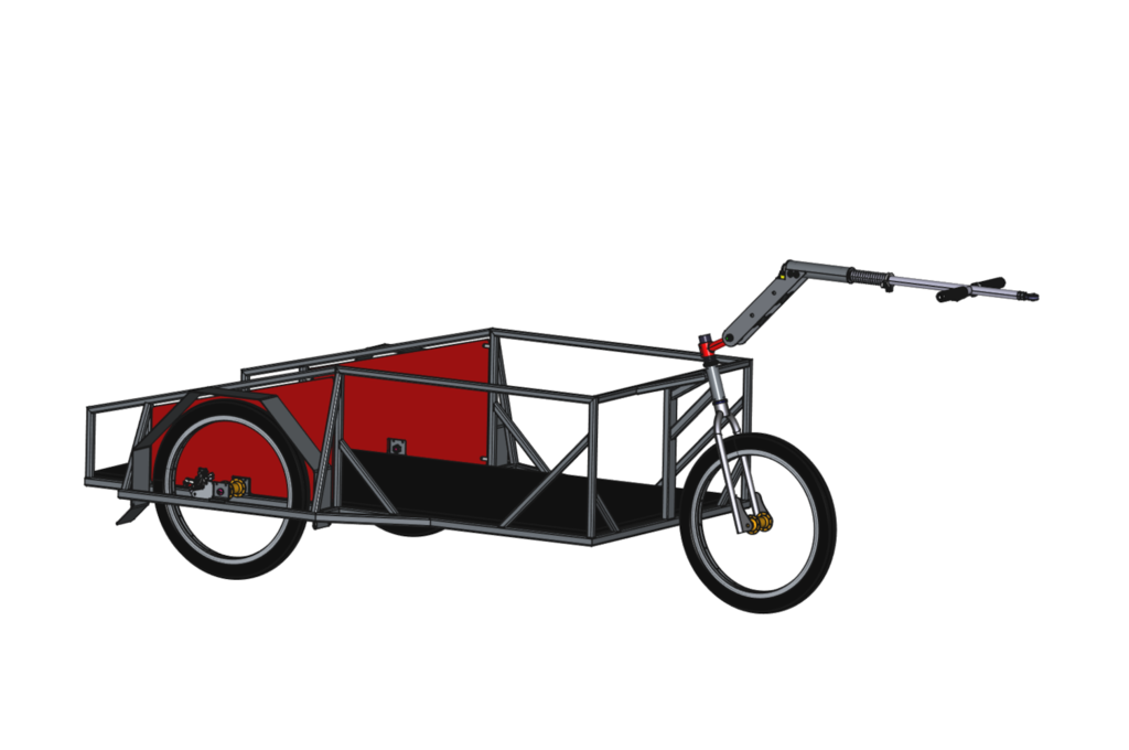 Large-capacity three-wheel trailer, 165x80cm and 250kg payload, with inertia braking