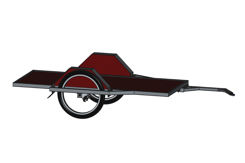 Self-braking two-wheel flatbed trailer, 165x65cm